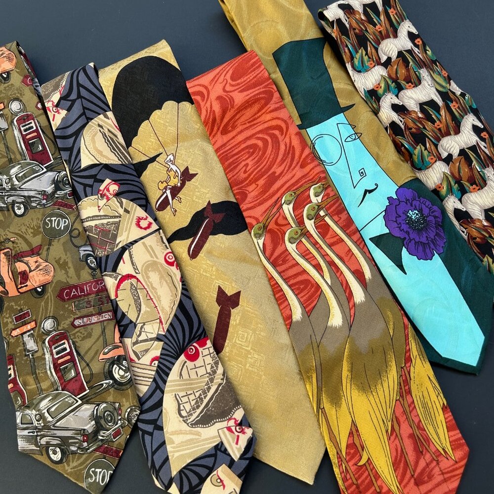 Collection of 6 Vintage Neck Ties
